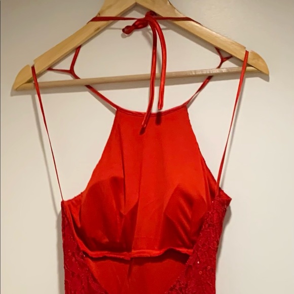 Worn Once! Red sleek mermaid style prom dress - Picture 4 of 5